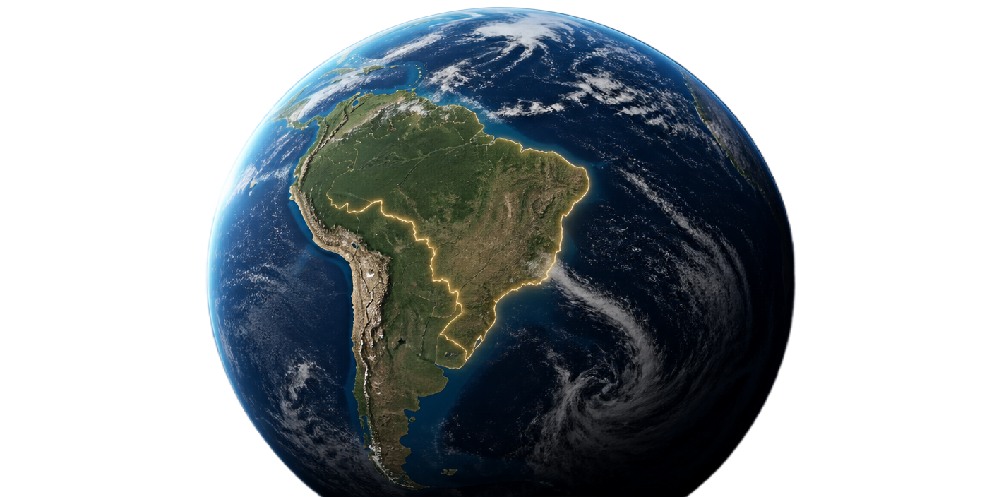 Globe focused on Brazil